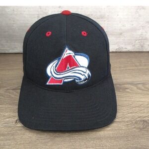 VINTAGE Colorado Avalanche Hat Cap Strap Back Black NHL Hockey Twins Enterprise